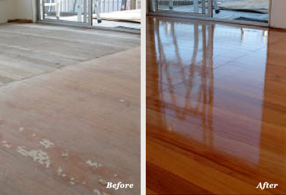 Floor sanding before and after